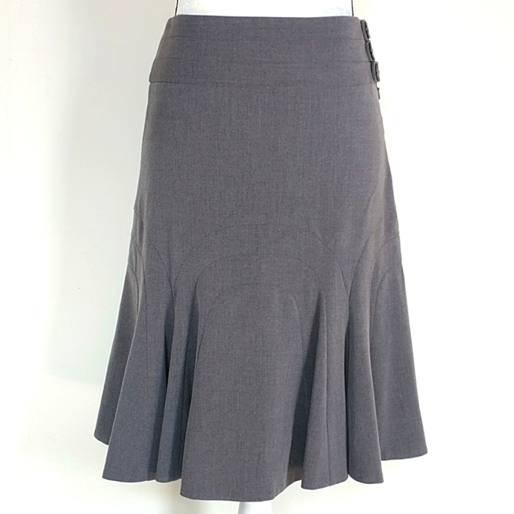 Anthropologie Elevenses Career Flounce Gray Skirt